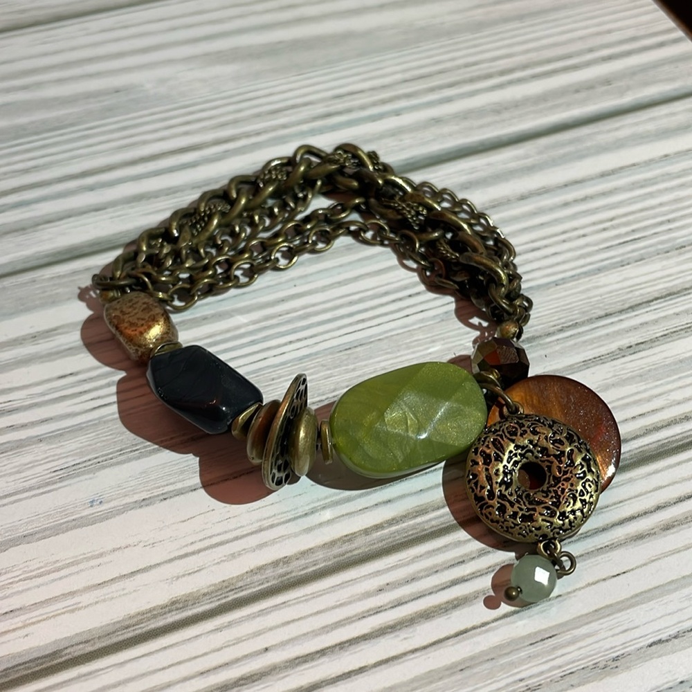 Lia Sophia stretch and chain funky dangle bracelet